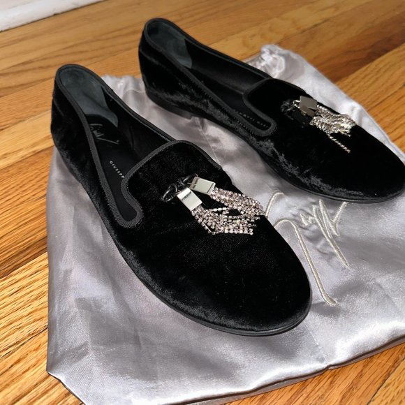Giuseppe Zanotti Black & Silver Loafers - Picture 1 of 4